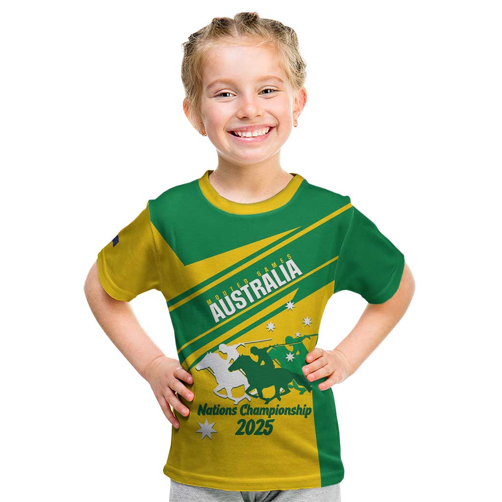 Personalised Mounted Games Australia Kid T Shirt Nations 2025 Championship National Color - Aussie Hoodie