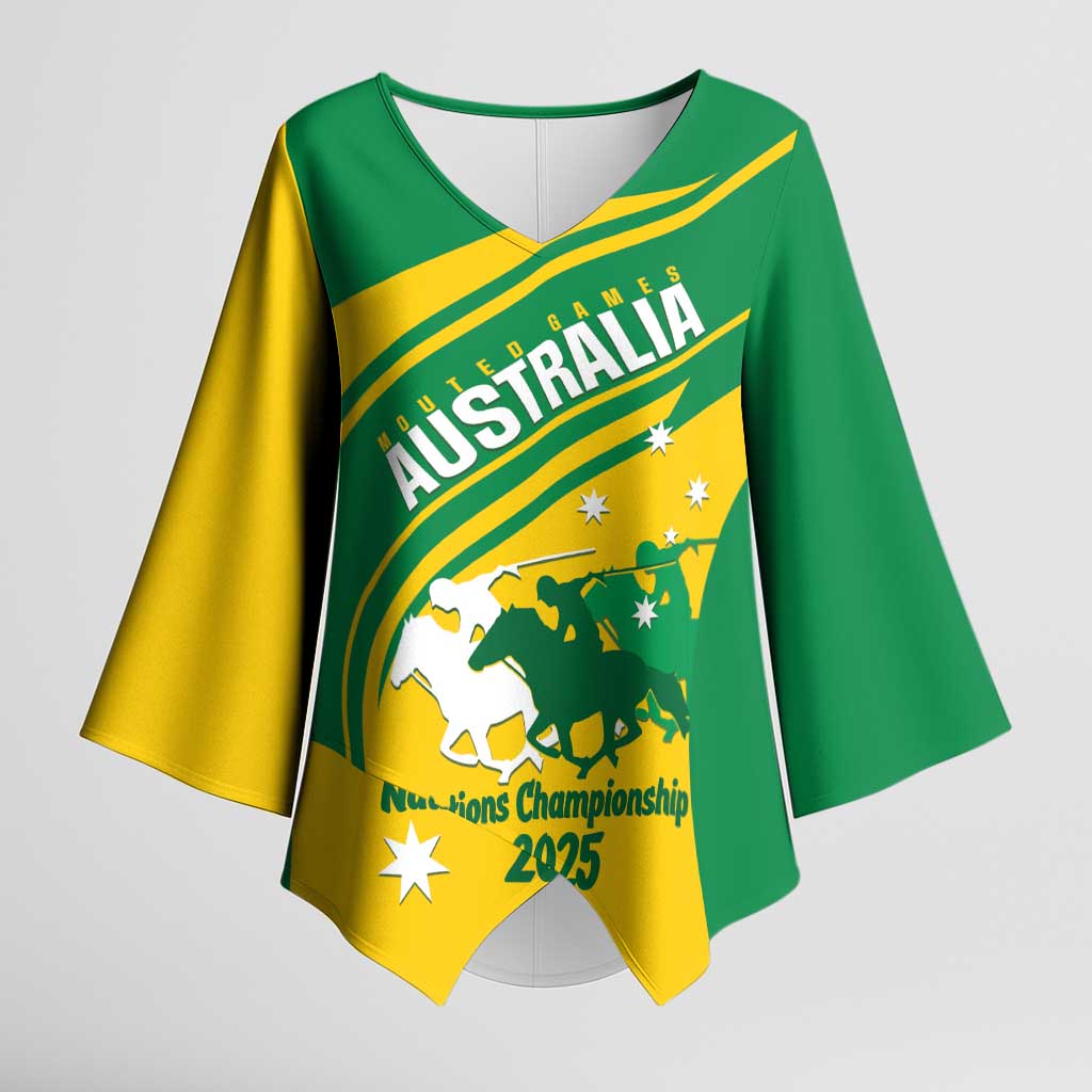 Personalised Mounted Games Australia Kimono Sleeve Blouse Nations 2025 Championship National Color - Aussie Hoodie