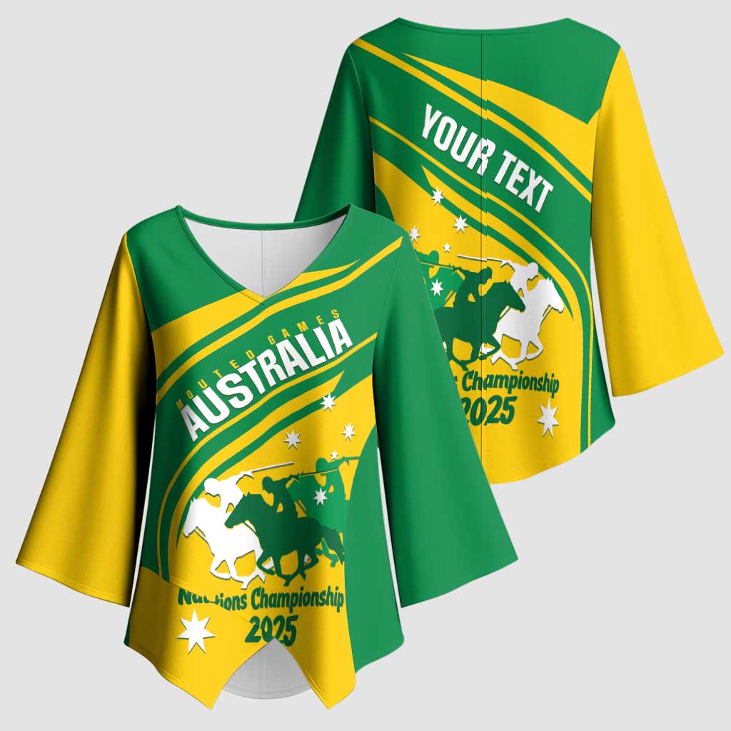 Personalised Mounted Games Australia Kimono Sleeve Blouse Nations 2025 Championship National Color - Aussie Hoodie