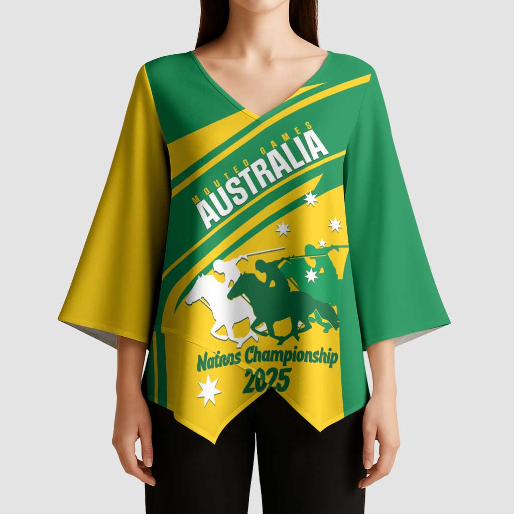 Personalised Mounted Games Australia Kimono Sleeve Blouse Nations 2025 Championship National Color - Aussie Hoodie