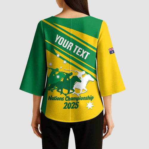 Personalised Mounted Games Australia Kimono Sleeve Blouse Nations 2025 Championship National Color - Aussie Hoodie