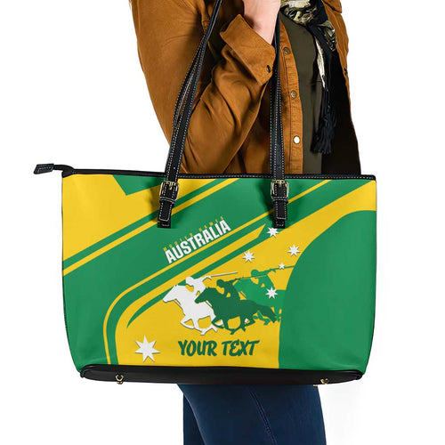 Personalised Mounted Games Australia Leather Tote Bag Nations 2025 Championship National Color - Aussie Hoodie