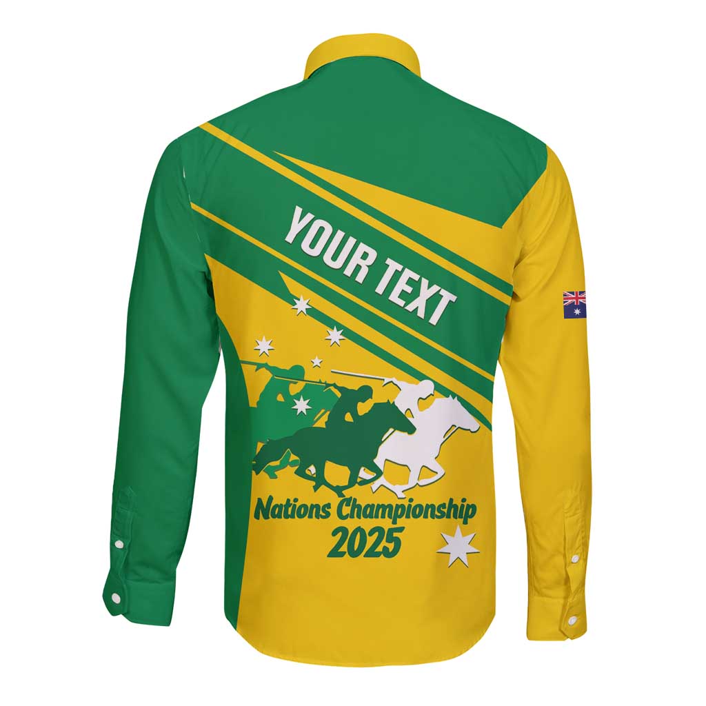 Personalised Mounted Games Australia Long Sleeve Button Shirt Nations 2025 Championship National Color - Aussie Hoodie