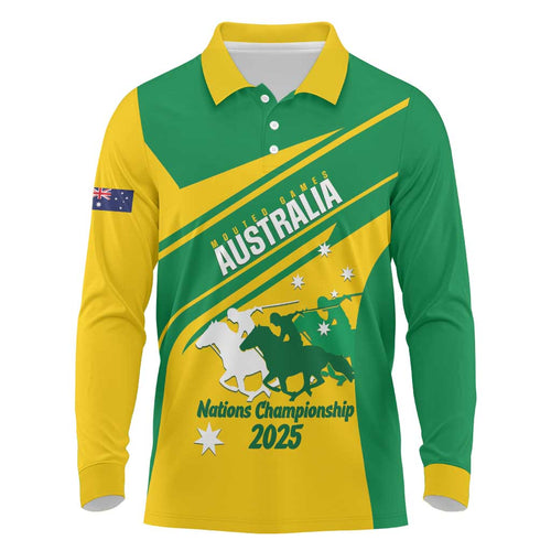 Personalised Mounted Games Australia Long Sleeve Polo Shirt Nations 2025 Championship National Color - Aussie Hoodie
