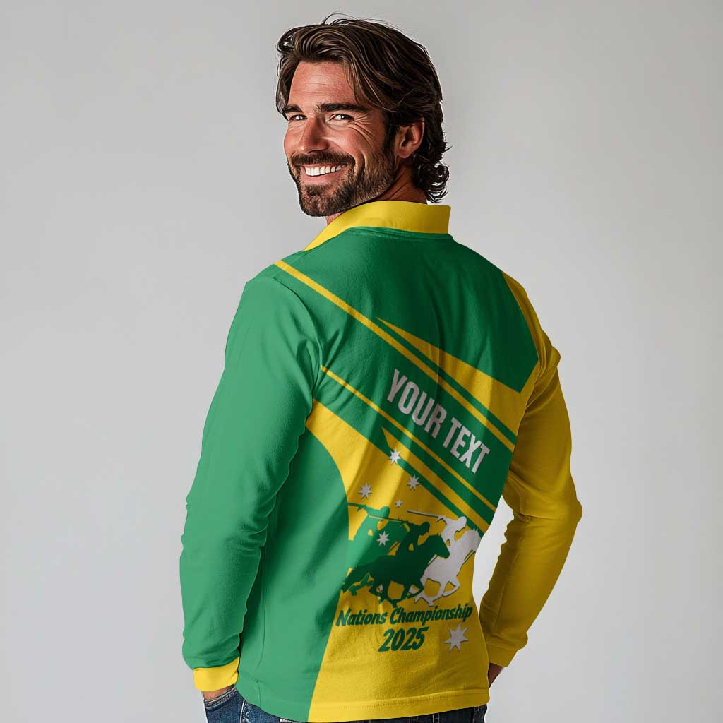 Personalised Mounted Games Australia Long Sleeve Polo Shirt Nations 2025 Championship National Color - Aussie Hoodie