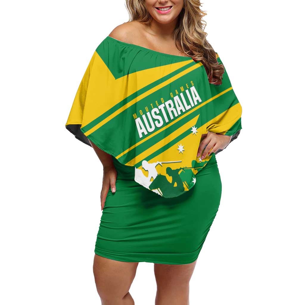 Personalised Mounted Games Australia Off Shoulder Short Dress Nations 2025 Championship National Color - Aussie Hoodie