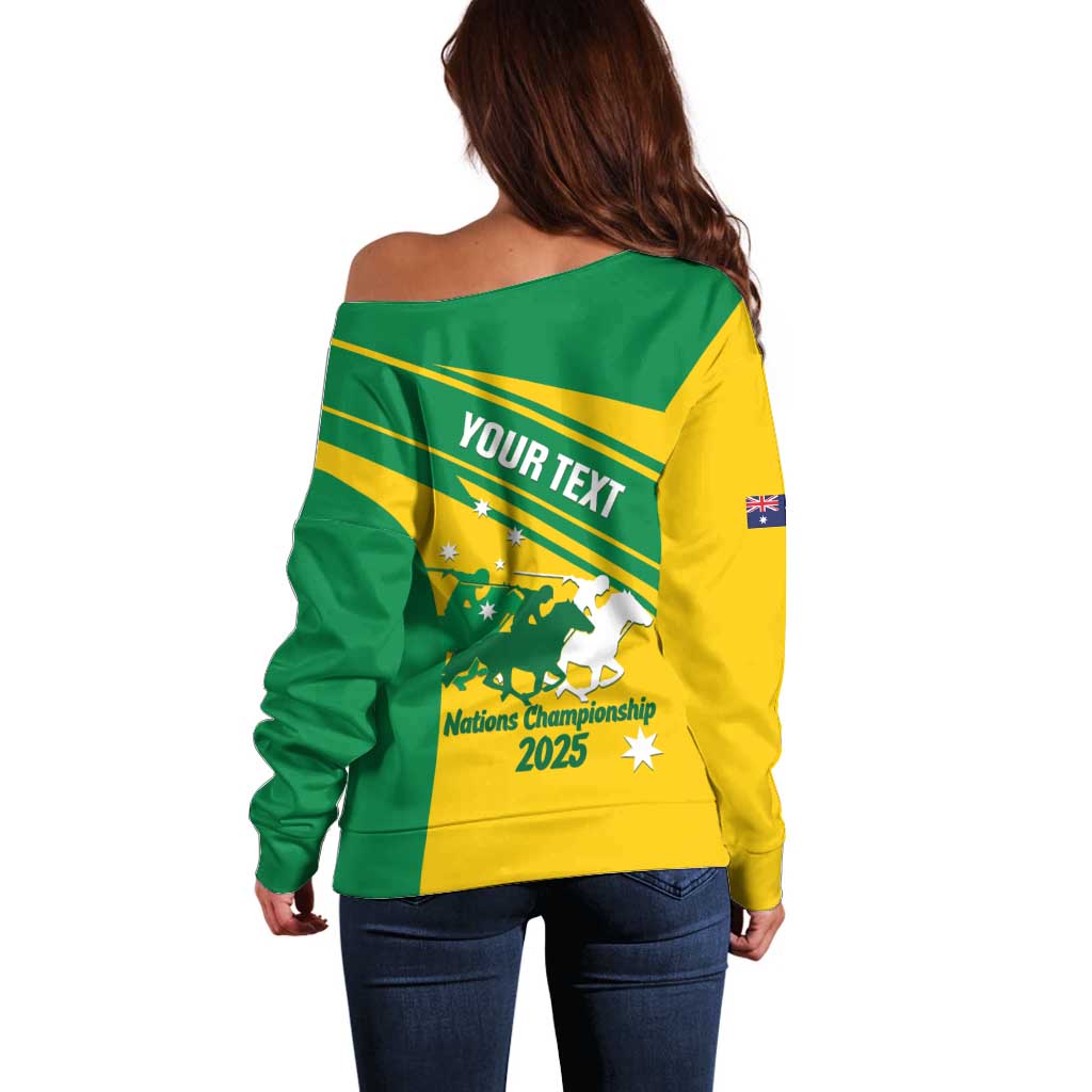 Personalised Mounted Games Australia Off Shoulder Sweater Nations 2025 Championship National Color - Aussie Hoodie