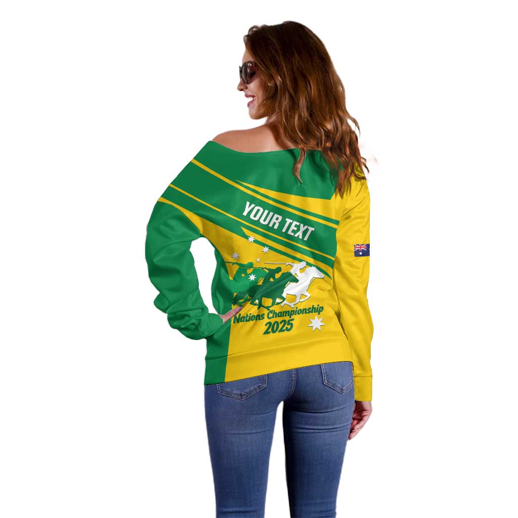 Personalised Mounted Games Australia Off Shoulder Sweater Nations 2025 Championship National Color - Aussie Hoodie