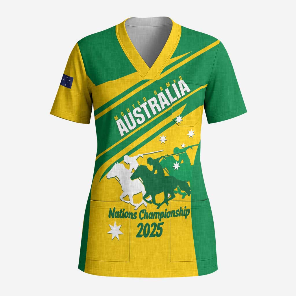 Personalised Mounted Games Australia Scrub Top Nations 2025 Championship National Color - Aussie Hoodie