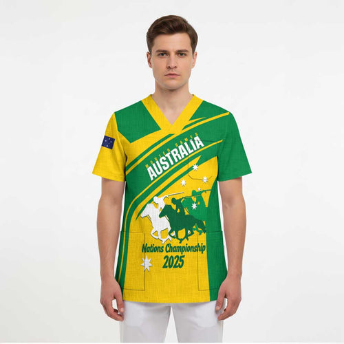 Personalised Mounted Games Australia Scrub Top Nations 2025 Championship National Color - Aussie Hoodie