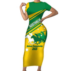 Personalised Mounted Games Australia Short Sleeve Bodycon Dress Nations 2025 Championship National Color - Aussie Hoodie