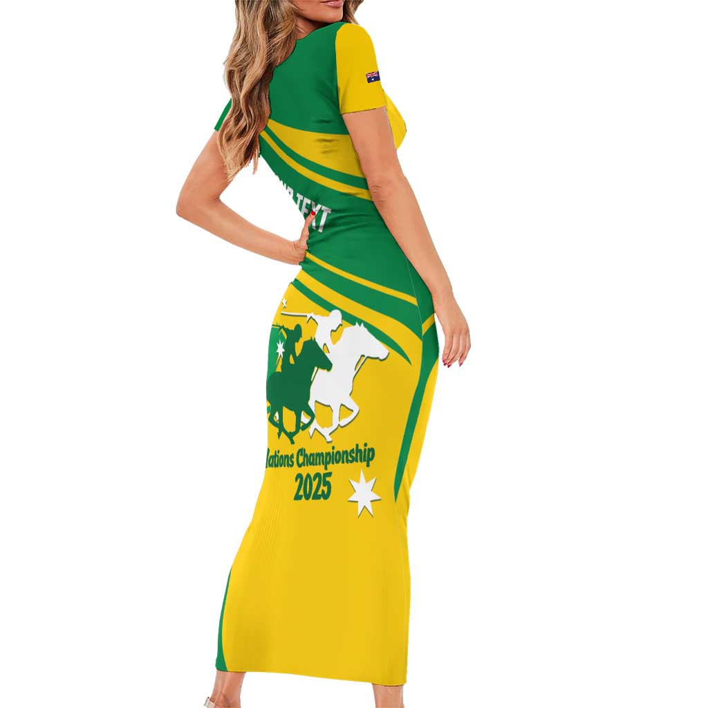 Personalised Mounted Games Australia Short Sleeve Bodycon Dress Nations 2025 Championship National Color - Aussie Hoodie