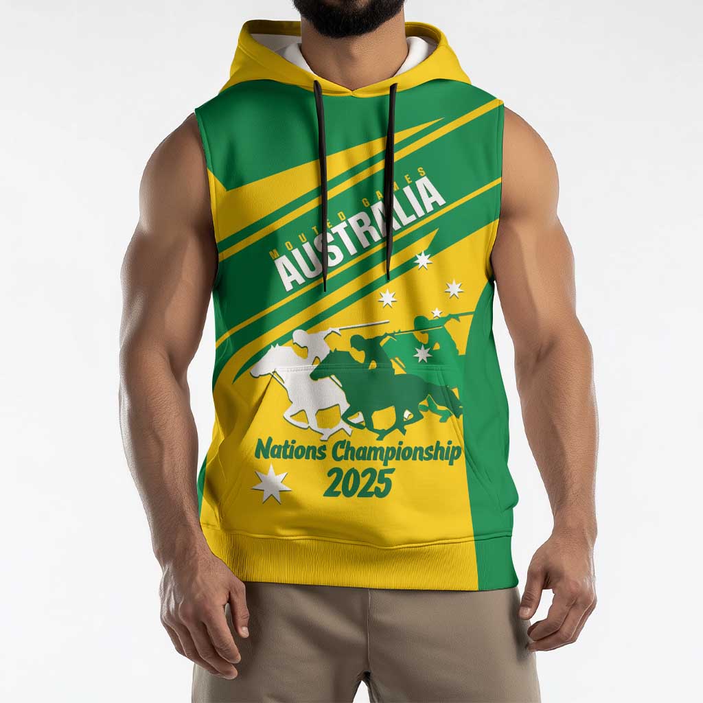Personalised Mounted Games Australia Sleeveless Hoodie Nations 2025 Championship National Color - Aussie Hoodie