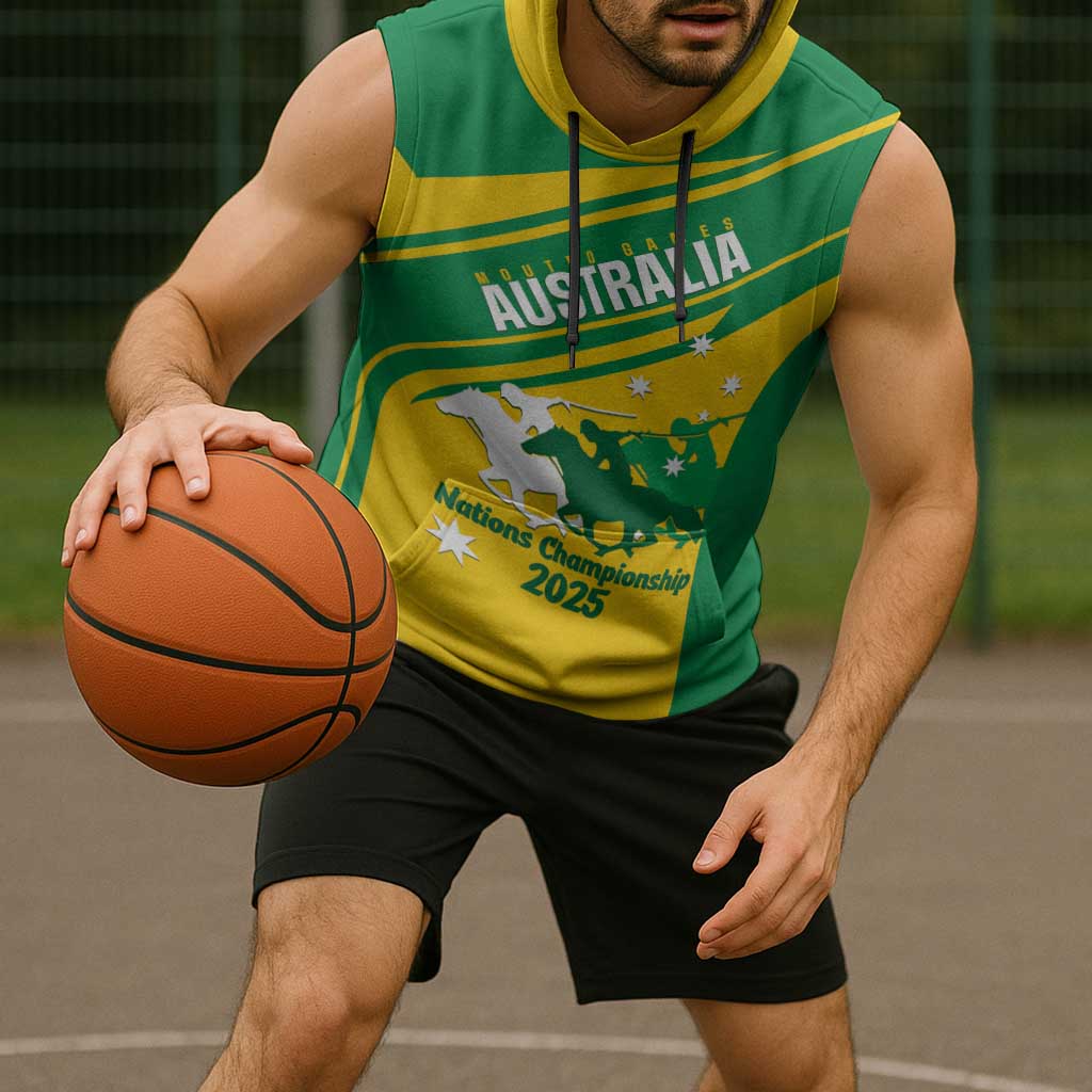 Personalised Mounted Games Australia Sleeveless Hoodie Nations 2025 Championship National Color - Aussie Hoodie