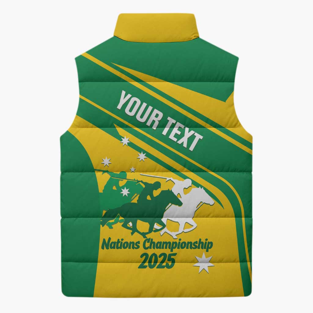 Personalised Mounted Games Australia Sleeveless Puffer Jacket Nations 2025 Championship National Color - Aussie Hoodie