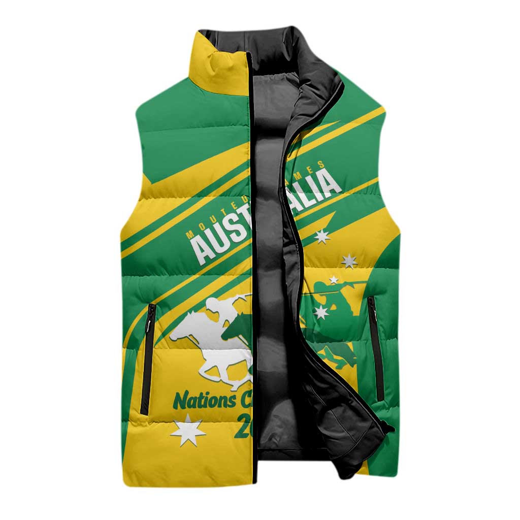 Personalised Mounted Games Australia Sleeveless Puffer Jacket Nations 2025 Championship National Color - Aussie Hoodie