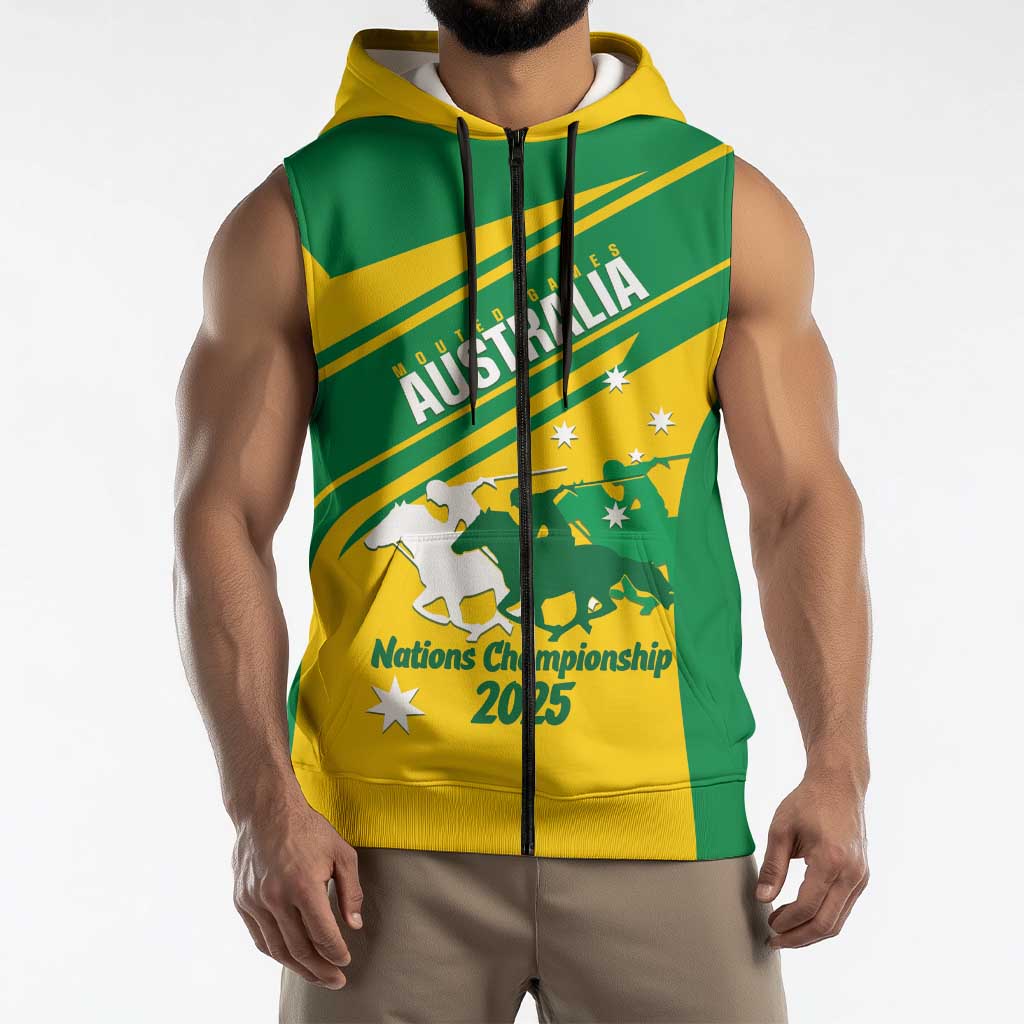 Personalised Mounted Games Australia Sleeveless Zip Hoodie Nations 2025 Championship National Color LT14