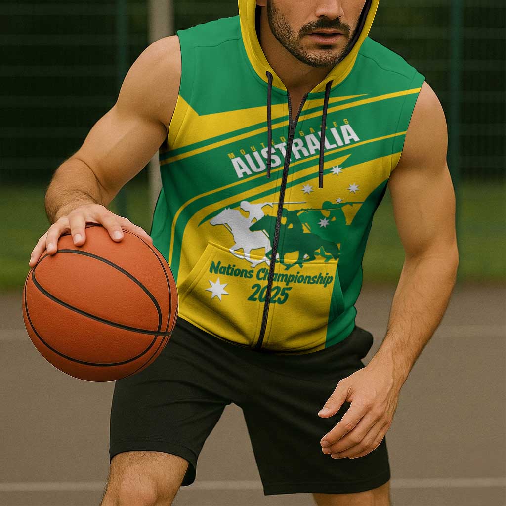 Personalised Mounted Games Australia Sleeveless Zip Hoodie Nations 2025 Championship National Color LT14