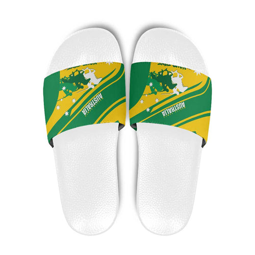 Personalised Mounted Games Australia Slide Sandals Nations 2025 Championship National Color - Aussie Hoodie