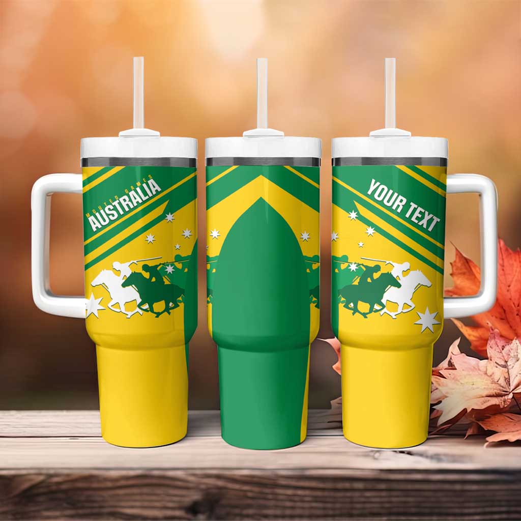 Personalised Mounted Games Australia Tumbler With Handle Nations 2025 Championship National Color - Aussie Hoodie