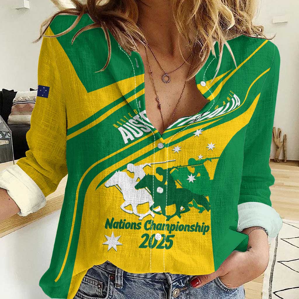 Personalised Mounted Games Australia Women Casual Shirt Nations 2025 Championship National Color - Aussie Hoodie