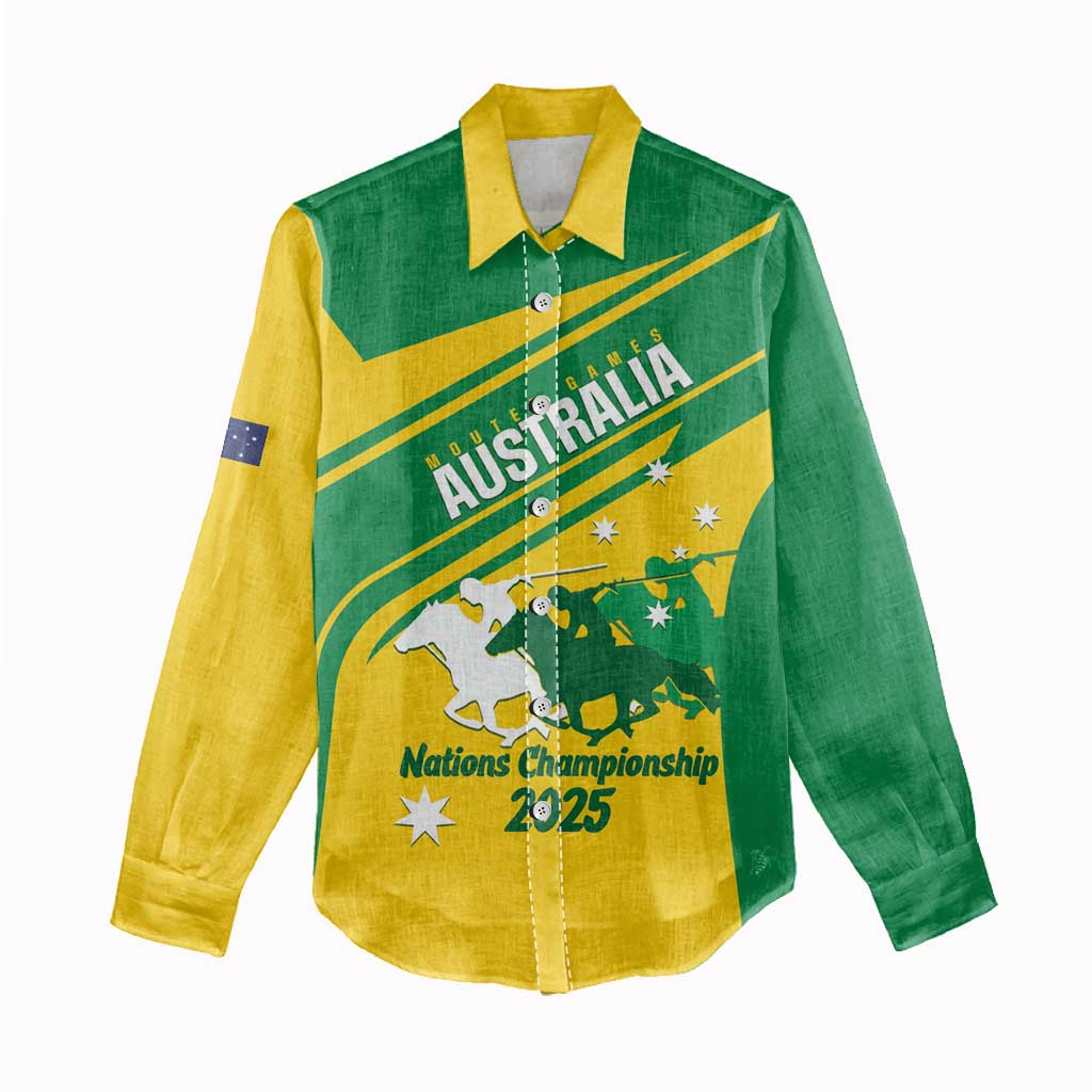 Personalised Mounted Games Australia Women Casual Shirt Nations 2025 Championship National Color - Aussie Hoodie