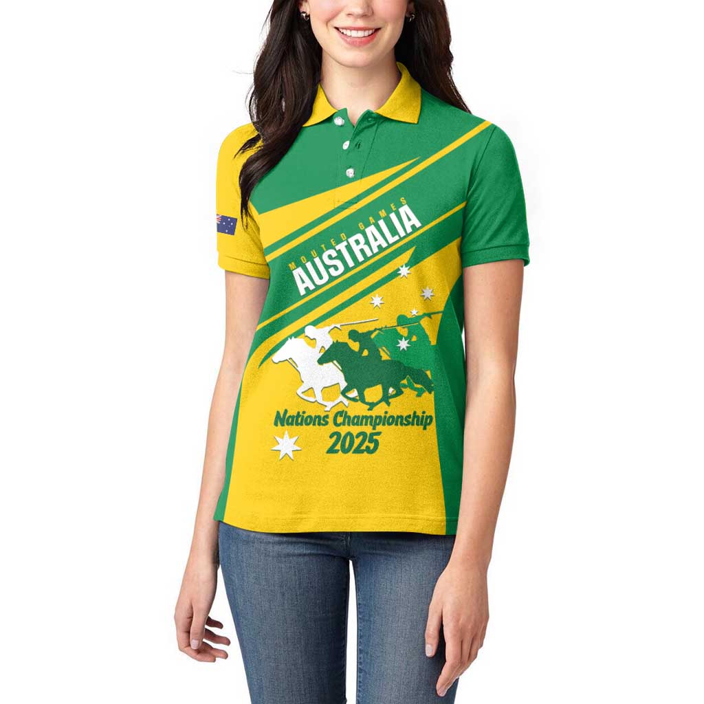 Personalised Mounted Games Australia Women Polo Shirt Nations 2025 Championship National Color - Aussie Hoodie