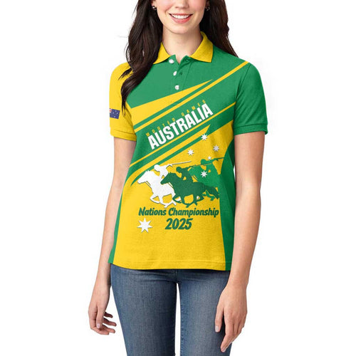 Personalised Mounted Games Australia Women Polo Shirt Nations 2025 Championship National Color - Aussie Hoodie