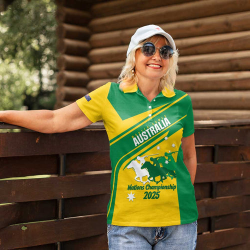 Personalised Mounted Games Australia Women Polo Shirt Nations 2025 Championship National Color - Aussie Hoodie