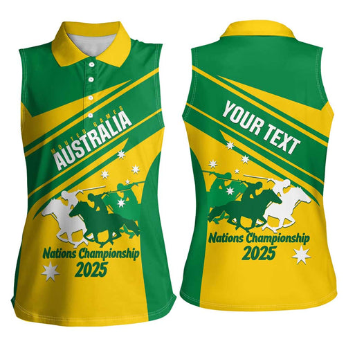 Personalised Mounted Games Australia Women Sleeveless Polo Shirt Nations 2025 Championship National Color - Aussie Hoodie