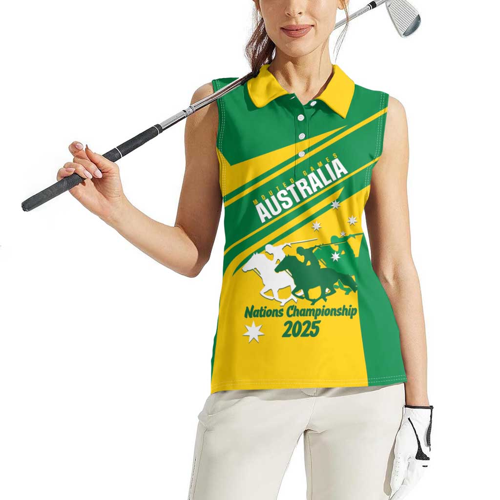 Personalised Mounted Games Australia Women Sleeveless Polo Shirt Nations 2025 Championship National Color - Aussie Hoodie