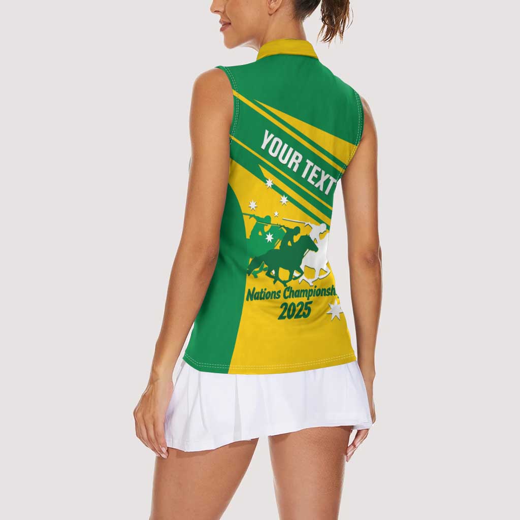 Personalised Mounted Games Australia Women Sleeveless Polo Shirt Nations 2025 Championship National Color - Aussie Hoodie