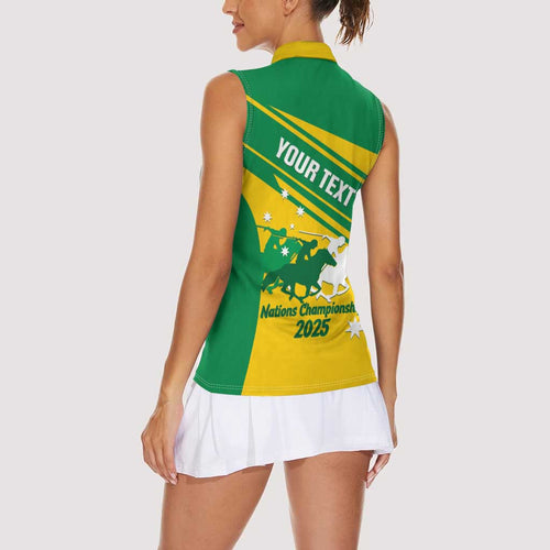 Personalised Mounted Games Australia Women Sleeveless Polo Shirt Nations 2025 Championship National Color - Aussie Hoodie