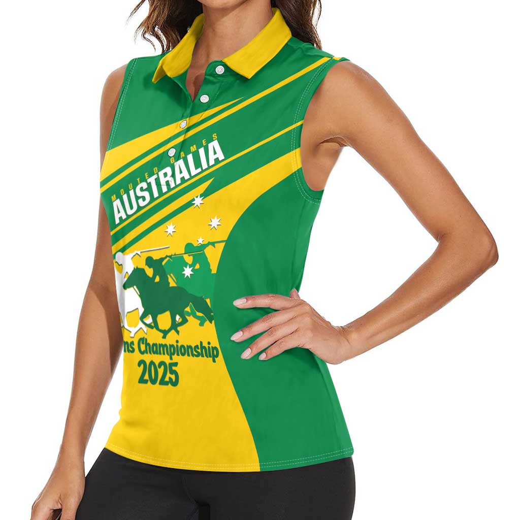 Personalised Mounted Games Australia Women Sleeveless Polo Shirt Nations 2025 Championship National Color - Aussie Hoodie