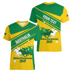 Personalised Mounted Games Australia Women V-Neck T-Shirt Nations 2025 Championship National Color - Aussie Hoodie