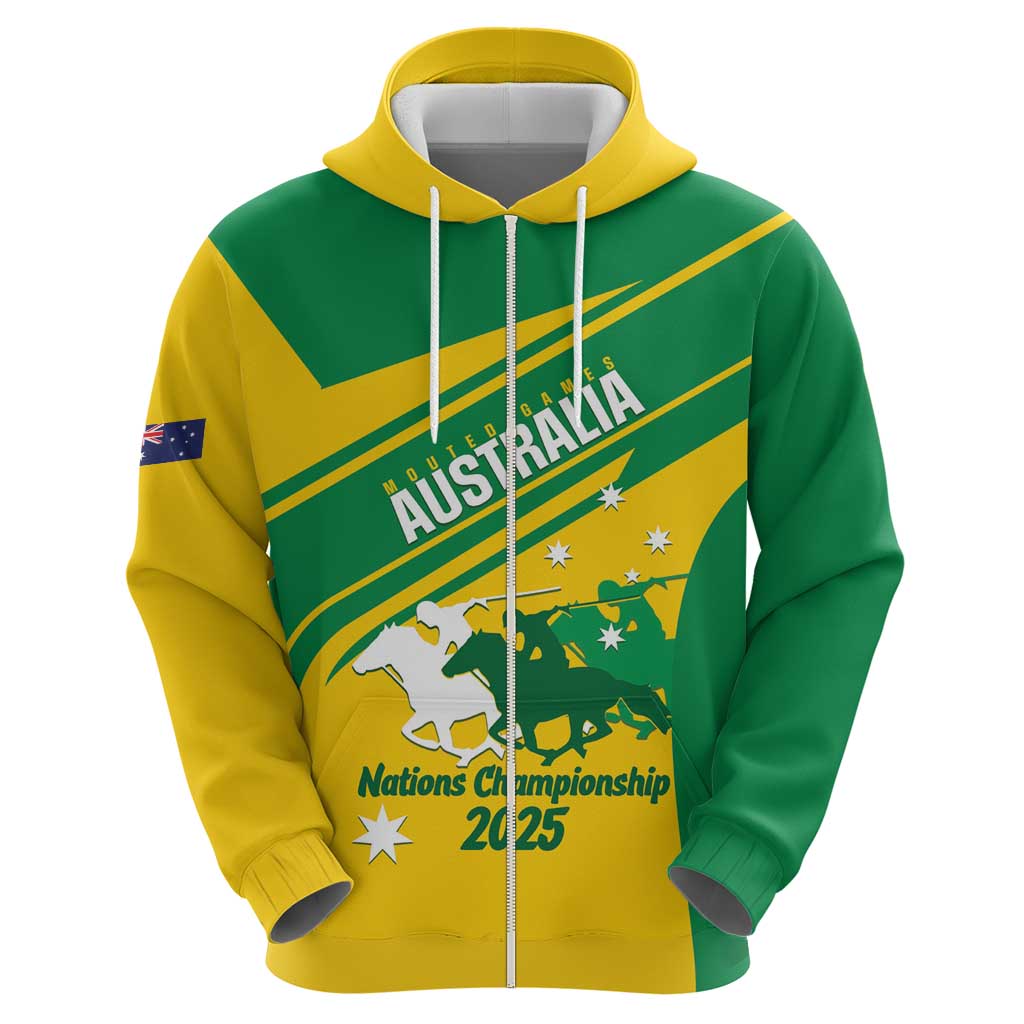 Personalised Mounted Games Australia Zip Hoodie Nations 2025 Championship National Color - Aussie Hoodie