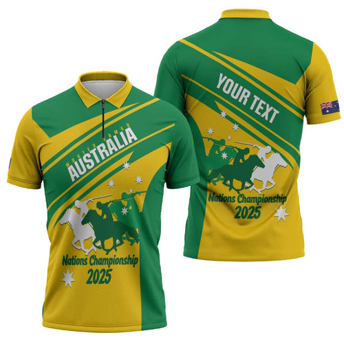 Personalised Mounted Games Australia Zipper Polo Shirt Nations 2025 Championship National Color - Aussie Hoodie