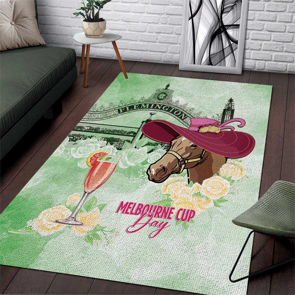 Australia Cup Melbourne Horse Racing Area Rug Hats Heels & Horseshoes Yellow Roses - Aussie Hoodie