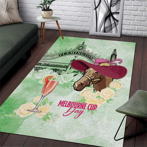 Australia Cup Melbourne Horse Racing Area Rug Hats Heels & Horseshoes Yellow Roses - Aussie Hoodie