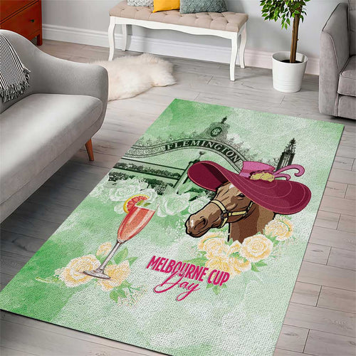 Australia Cup Melbourne Horse Racing Area Rug Hats Heels & Horseshoes Yellow Roses - Aussie Hoodie