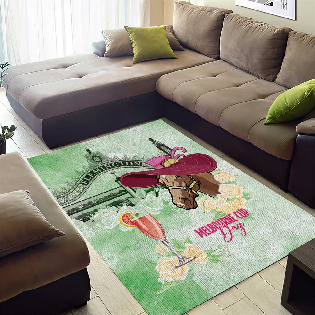 Australia Cup Melbourne Horse Racing Area Rug Hats Heels & Horseshoes Yellow Roses - Aussie Hoodie