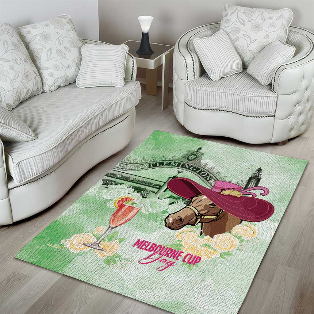 Australia Cup Melbourne Horse Racing Area Rug Hats Heels & Horseshoes Yellow Roses - Aussie Hoodie