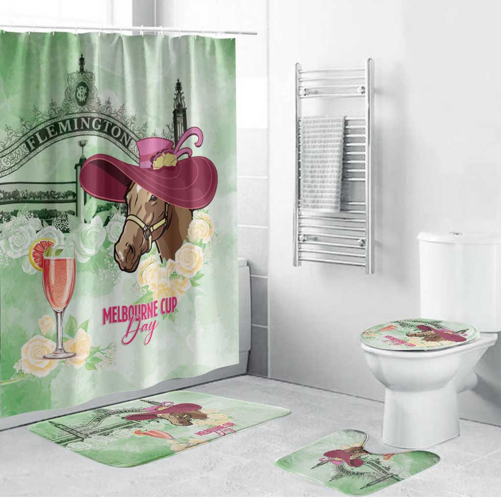 Australia Cup Melbourne Horse Racing Bathroom Set Hats Heels & Horseshoes Yellow Roses - Aussie Hoodie