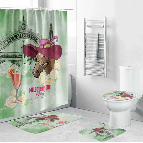 Australia Cup Melbourne Horse Racing Bathroom Set Hats Heels & Horseshoes Yellow Roses - Aussie Hoodie