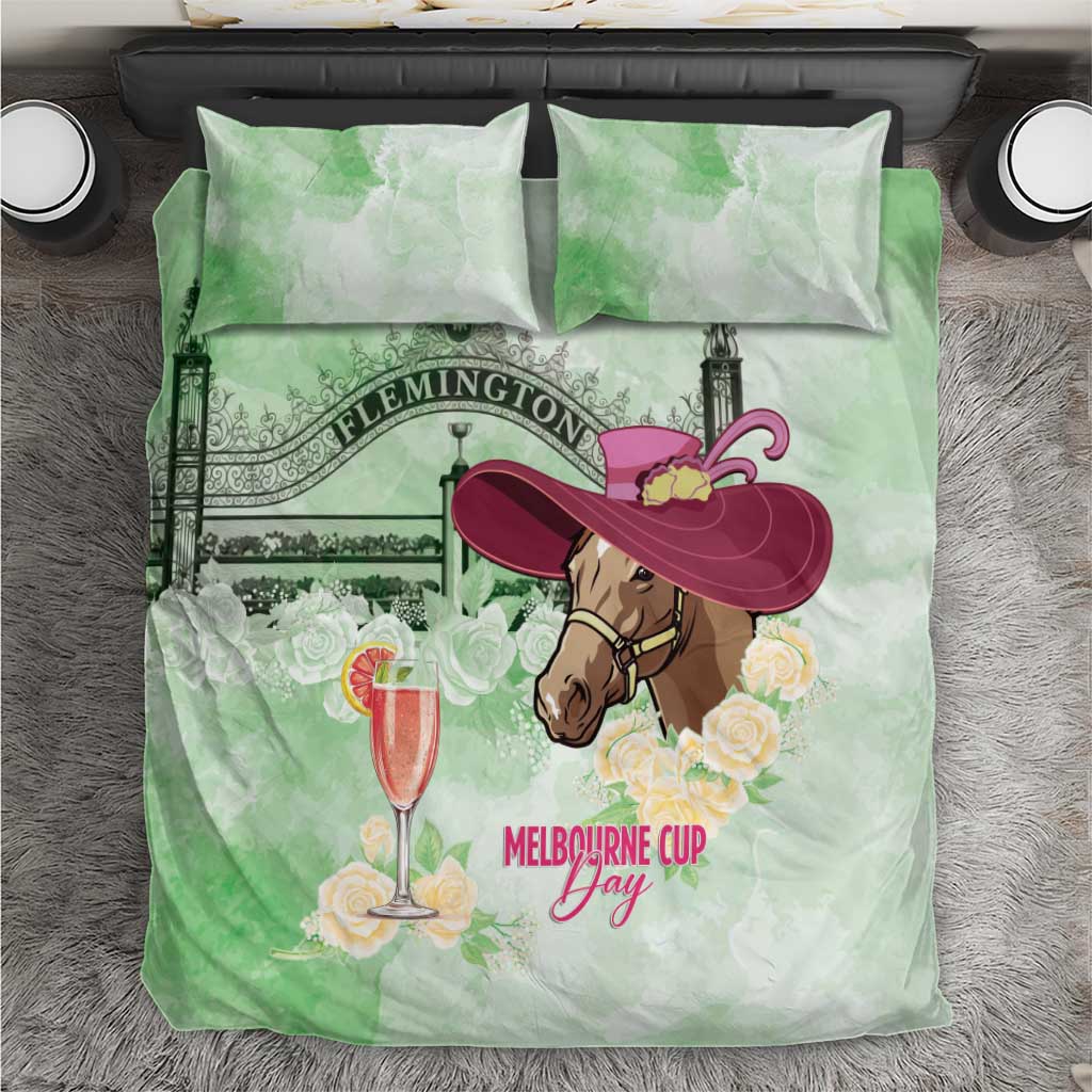 Australia Cup Melbourne Horse Racing Bedding Set Hats Heels & Horseshoes Yellow Roses - Aussie Hoodie