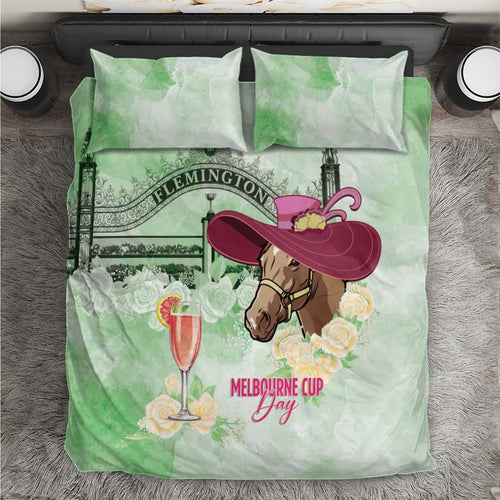 Australia Cup Melbourne Horse Racing Bedding Set Hats Heels & Horseshoes Yellow Roses - Aussie Hoodie