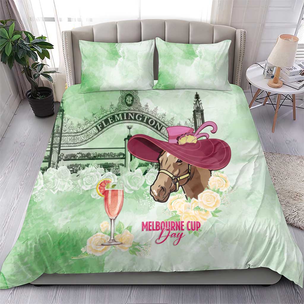 Australia Cup Melbourne Horse Racing Bedding Set Hats Heels & Horseshoes Yellow Roses - Aussie Hoodie