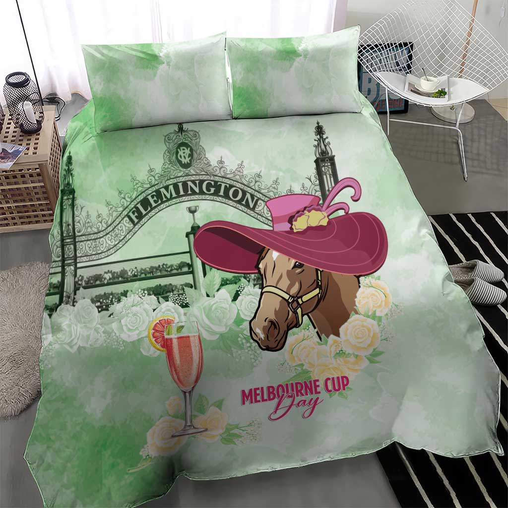 Australia Cup Melbourne Horse Racing Bedding Set Hats Heels & Horseshoes Yellow Roses - Aussie Hoodie