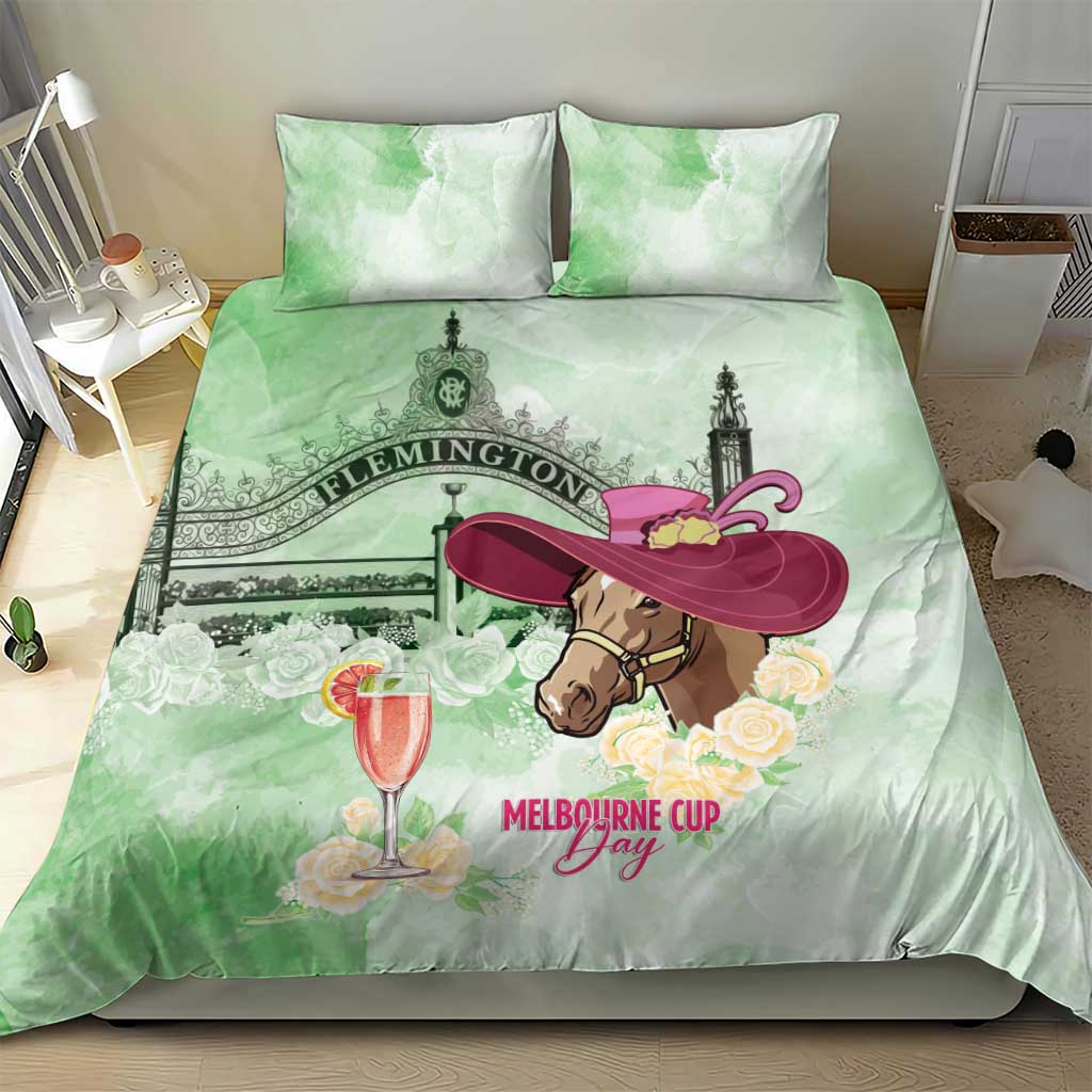 Australia Cup Melbourne Horse Racing Bedding Set Hats Heels & Horseshoes Yellow Roses - Aussie Hoodie