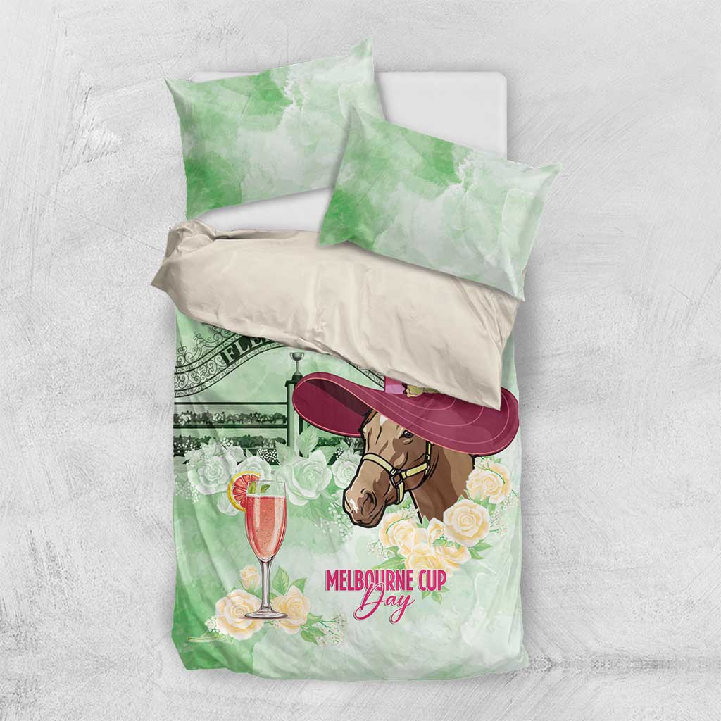 Australia Cup Melbourne Horse Racing Bedding Set Hats Heels & Horseshoes Yellow Roses - Aussie Hoodie